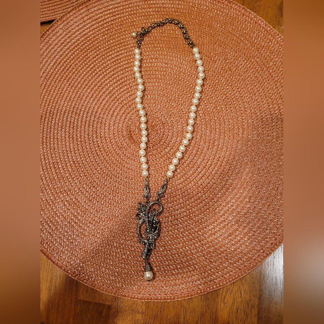 Heidi Daus Silver And White Pearl Necklace